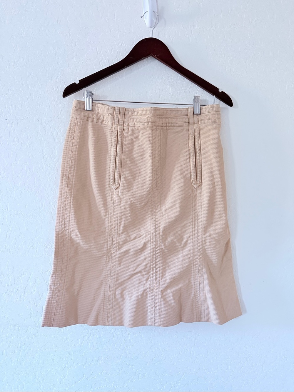 Marc Jacobs Women’s Neutral Beige Tan Twill A-Line Midi Skirt Side 8 Cotton